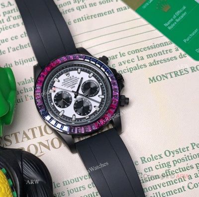 Replica Rolex Daytona Rainbow Panda Dial Watch Oysterflex Strap